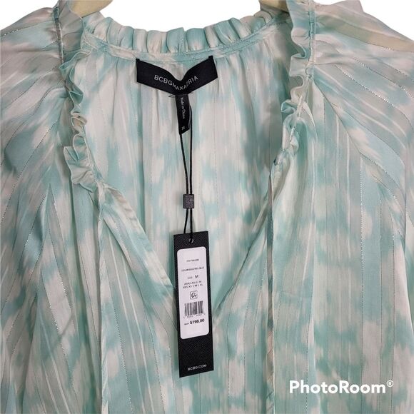 BCBGMAXAZRIA Printed Long‎ Sleeve Blouse SIZE MEDIUM - Picture 7 of 16